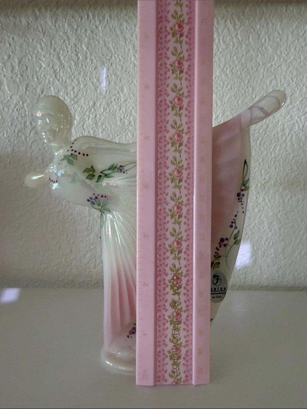 Fenton Pink and White Porcelain Ballerina Figurine with Floral Accents